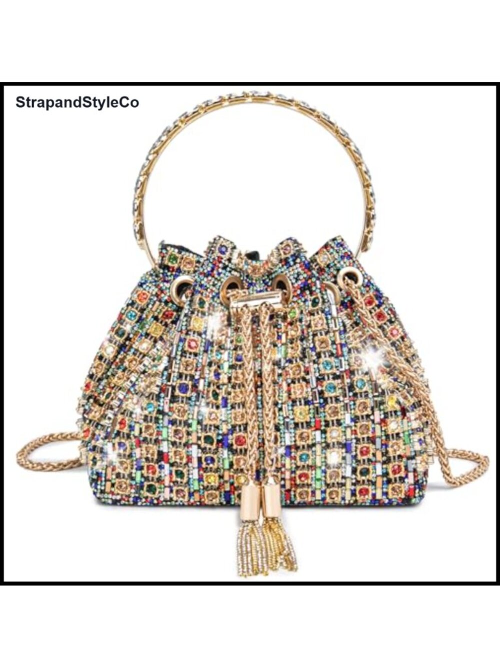 Rhinestone Evening Clutch Wristlet Crossbody Bag for Wedding Prom Party